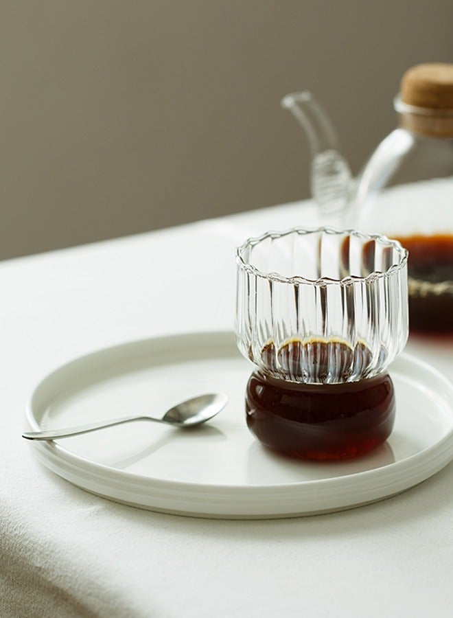 A set of one, pink bow heat-resistant coffee cup, high borosilicate glass cup, vertical striped chubby cup for brewing tea, full of girlish sentiment, suitable for kitchen, outings, bars, and restaurants - Image 4