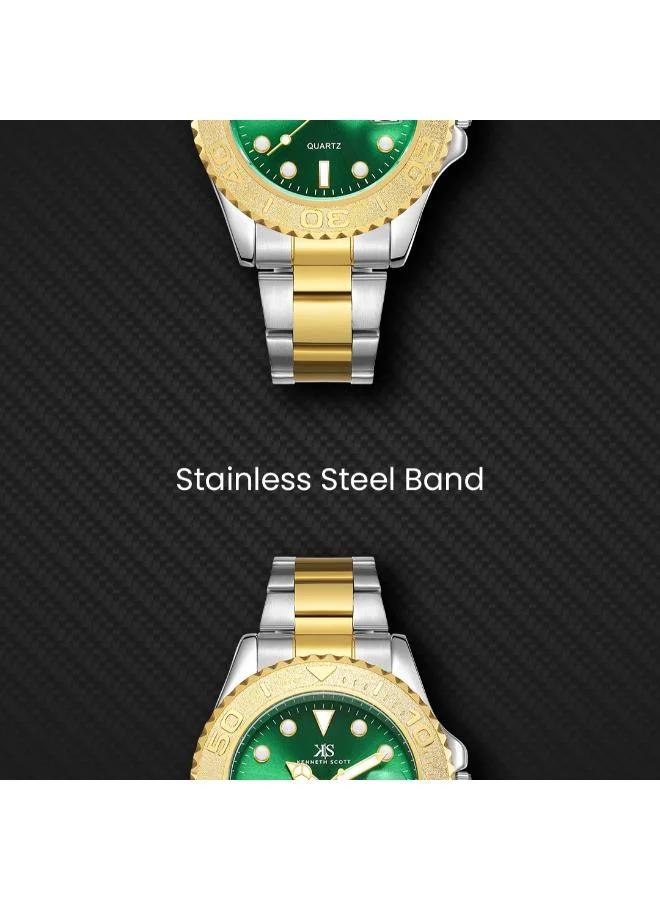 KENNETH SCOTT Green Men's Stainless Steel Analog Watch K23022-TBTH - 40 mm for Men | Best Price UAE