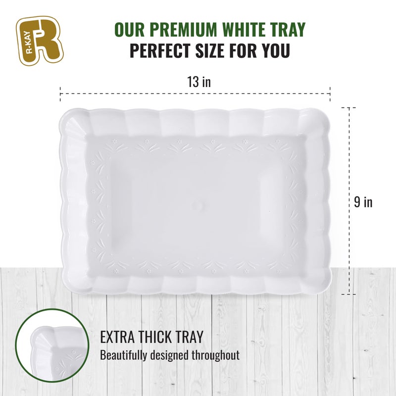 R-kay 6 Pack White Serving Tray - 9 x 13 Inch, Heavy Duty White Serving Trays and Platters for Party - Premium Serving Platters - Image 4