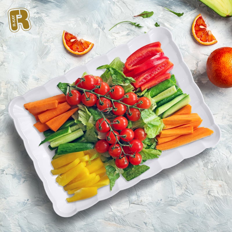 R-kay 6 Pack White Serving Tray - 9 x 13 Inch, Heavy Duty White Serving Trays and Platters for Party - Premium Serving Platters - Image 2