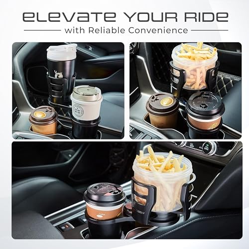 Robustt Dual Car Cup Holder Expander with Adjustable Base, 360 Degree Rotatable Base, Upgraded Expandable Cup Holder Expander for Car, 2 in 1 Multifunctional Automotive Cup Holder Extender (Pack of 1) - Image 2