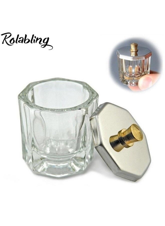 Rolabling Glass Crystal Dappen Dish With Metal Lid Nail Art Acrylic Powder Nail Art Tools (Size2)  - Image 3