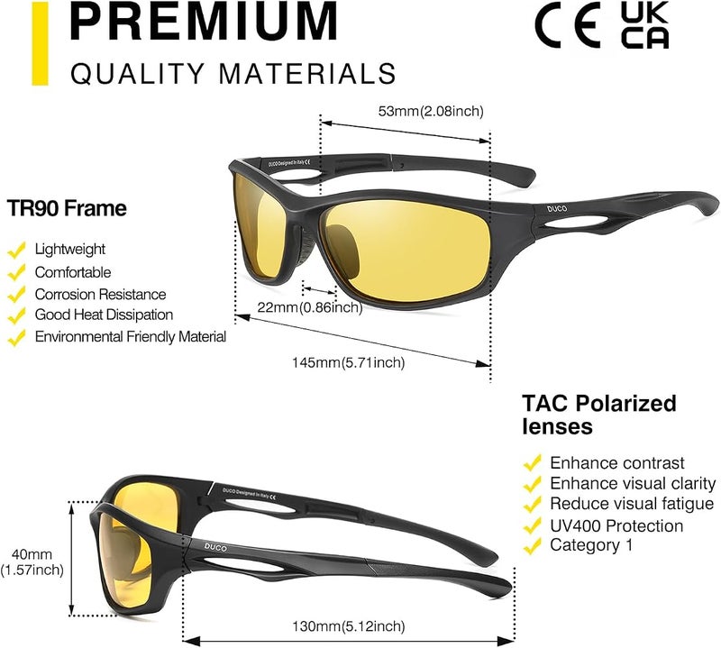 DUCO Night-vision Glasses Polarized Night Driving Men's Shooting Glasses - Image 2