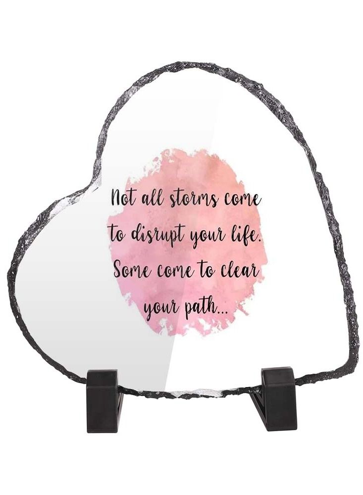 Service Zone Protective Printed White Heart Shape Marble Photo Frame for Table Top Not All Storms Come To Disrupt Your Life 