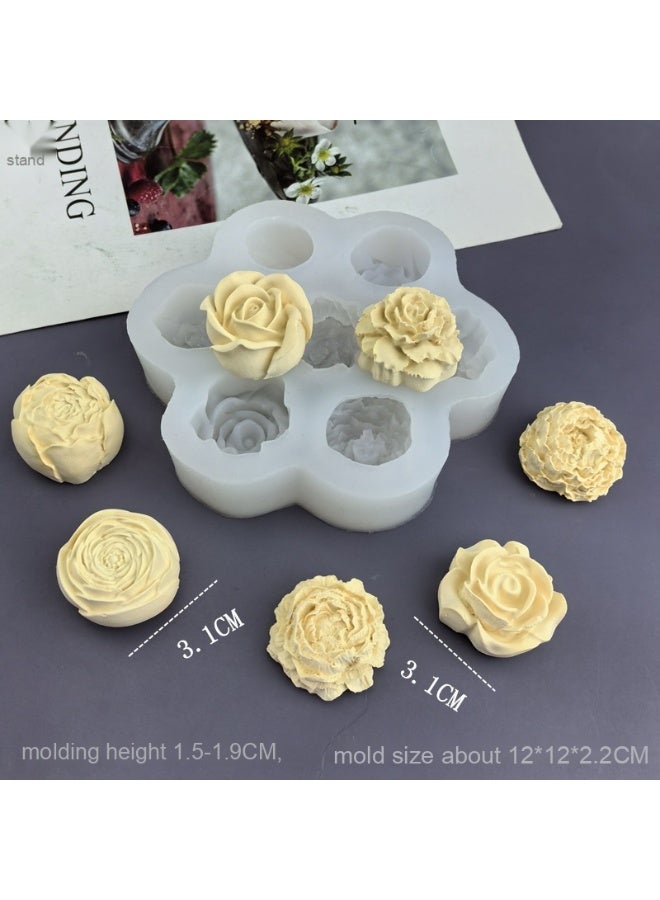 Various 7-Cavity Rose and Peony Silicone Molds for Baking DIY Cakes, Chocolates, Resin, and Candle Making
