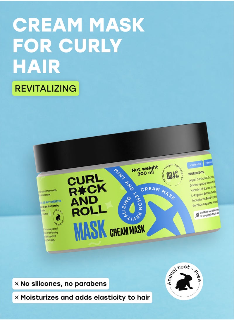CURL ROCK AND ROLL Curl Rock and Roll Hair Mask - Repairs and Moisturizes - Paraben-Free, Sulfate-Free, Mint & Lemon, 300 ml  - Image 2