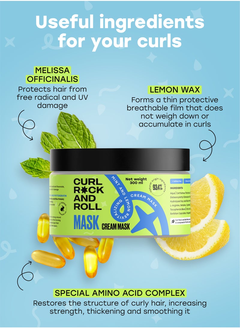 CURL ROCK AND ROLL Curl Rock and Roll Hair Mask - Repairs and Moisturizes - Paraben-Free, Sulfate-Free, Mint & Lemon, 300 ml  - Image 5