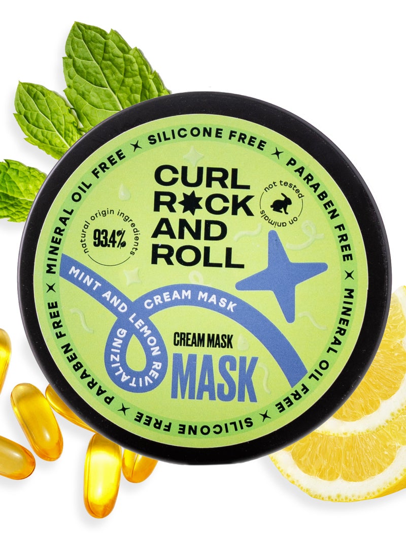 CURL ROCK AND ROLL Curl Rock and Roll Hair Mask - Repairs and Moisturizes - Paraben-Free, Sulfate-Free, Mint & Lemon, 300 ml  - Image 1