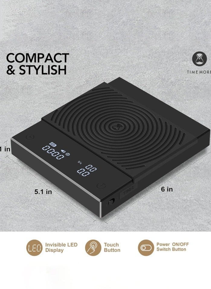 TIMEMORE Coffee Scale with Timer, Digital Scale with LCD Display, Pour Over Drip Espresso Scale with Auto Timer Function & Flow Rate Display, Basic 2.0 - Image 3