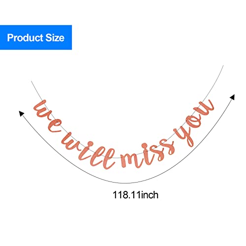 Festiko® We Will Miss You Banner Retirement Party Decorations Retirement Banner Rose Gold Glitter Farewell Decorations Graduation Party Supplies - Image 5