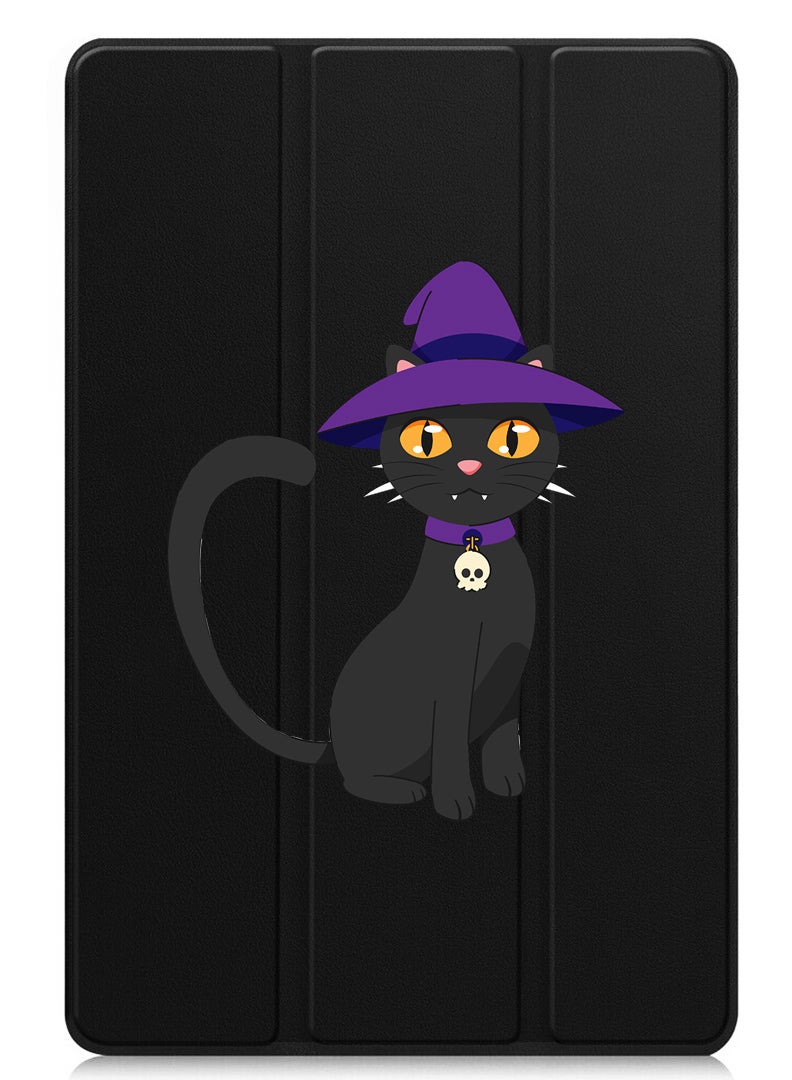 Theodor Protective Flip Case For Apple iPad mini 7th Generation (A17 Pro 2024 / Mini 6 2021 6th Generation) With Trifold Stand Auto Wake Sleep Shockproof Cover Cat wearing hat halloween  - Image 1