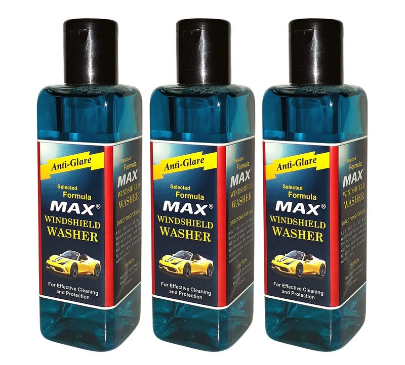 MAX Windshield Washer Fluid Concentrate (200 ML/Pack of 3) - Anti-Freeze Formula for Crystal Clear Vision and Safe Driving - Image 1