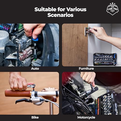 toolant Mini Ratchet Wrench Set 52pcs with Sockets and Screwdriver Bits,EDC tools, 1/4” Dual Flex Head Ratchet Wrench for Tight Space, for Domestic Appliances, Automotive, DIY Home Improvement Project - Image 4