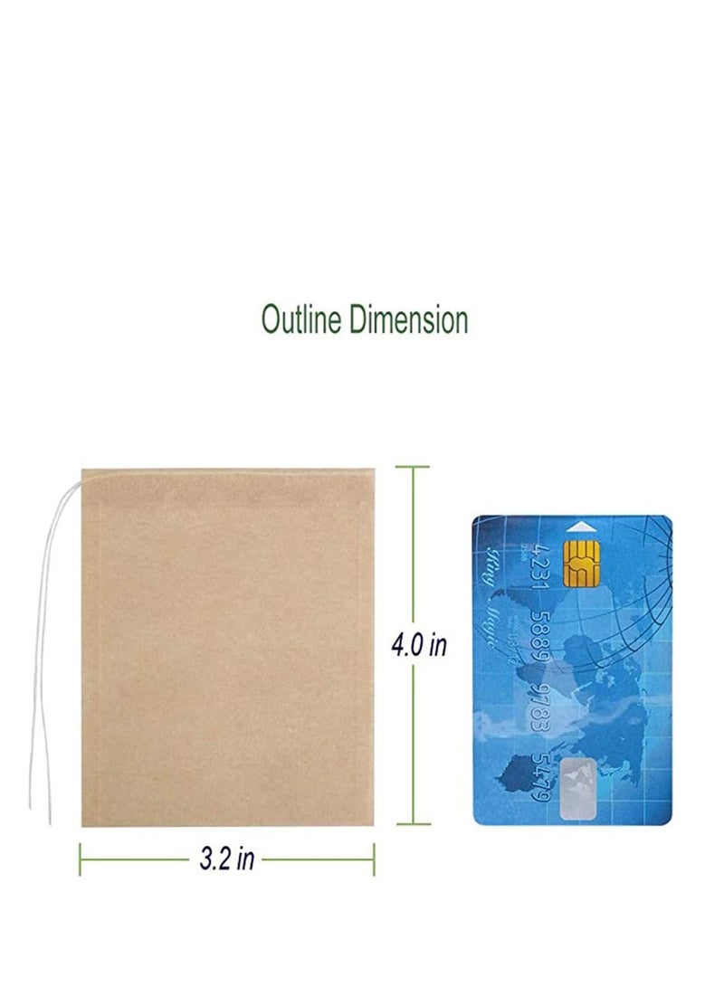 KASTWAVE Tea Filter Bags, Food Grade Natural Wood Pulp Filter Paper, Disposable Paper Tea Bag with Drawstring Safe, Strong Penetration Unbleached Paper, 1-Cup Capacity for Loose Leaf Tea, 100 Pcs  - Image 3