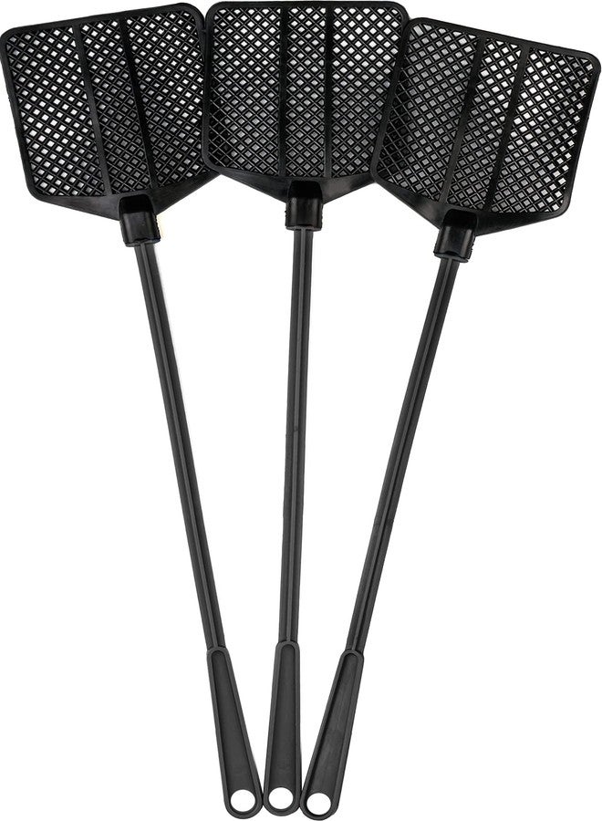 OFXDD Rubber Fly Swatter, Long Fly Swatter Pack, Fly Swatter Heavy Duty, All Black Colors (3 Pack) - Image 1