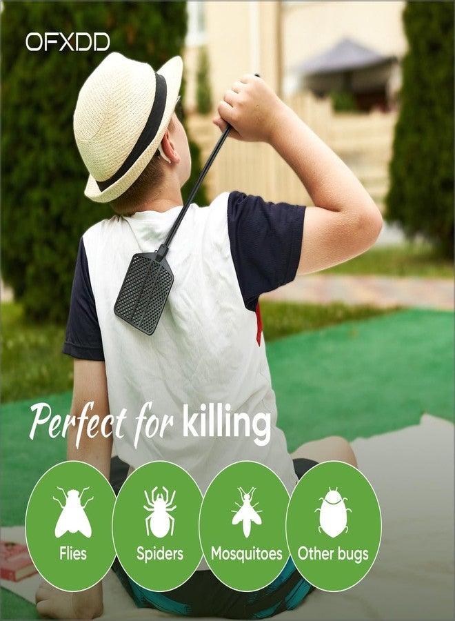 OFXDD Rubber Fly Swatter, Long Fly Swatter Pack, Fly Swatter Heavy Duty, All Black Colors (3 Pack) - Image 5