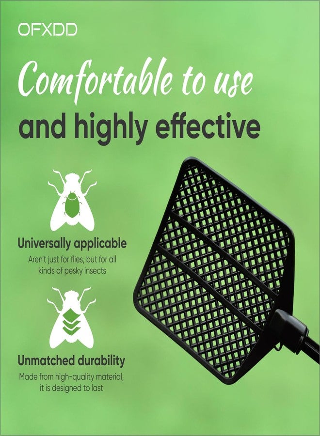 OFXDD Rubber Fly Swatter, Long Fly Swatter Pack, Fly Swatter Heavy Duty, All Black Colors (3 Pack) - Image 3