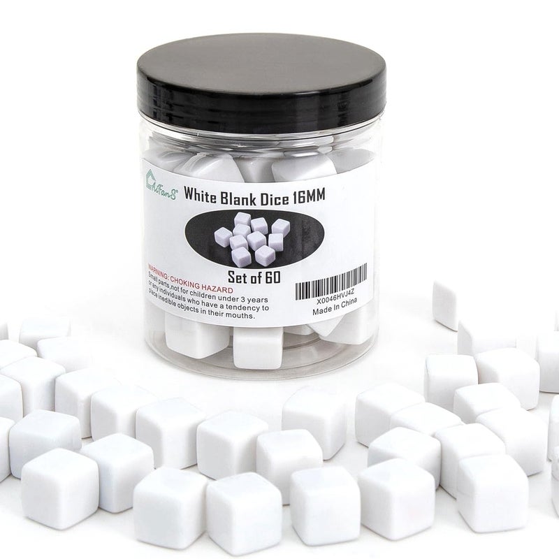 AiFanS 60 Pieces Blank Dice Write on16MM SixSided White Cubes with Smoothed Surface for Board GamesDIY StickerMath ActivitiesBuilding BlocksCustom Making - Image 3