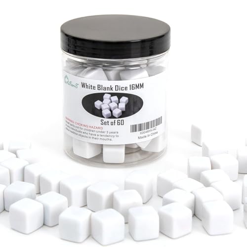AiFanS 60 Pieces Blank Dice Write on16MM SixSided White Cubes with Smoothed Surface for Board GamesDIY StickerMath ActivitiesBuilding BlocksCustom Making - Image 1