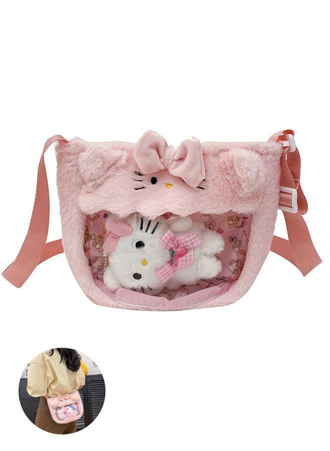 Organizer Sanrio Hello Kitty with doll accessories crossbody bag transparent PVC children's bag toy cartoon bag - Image 1