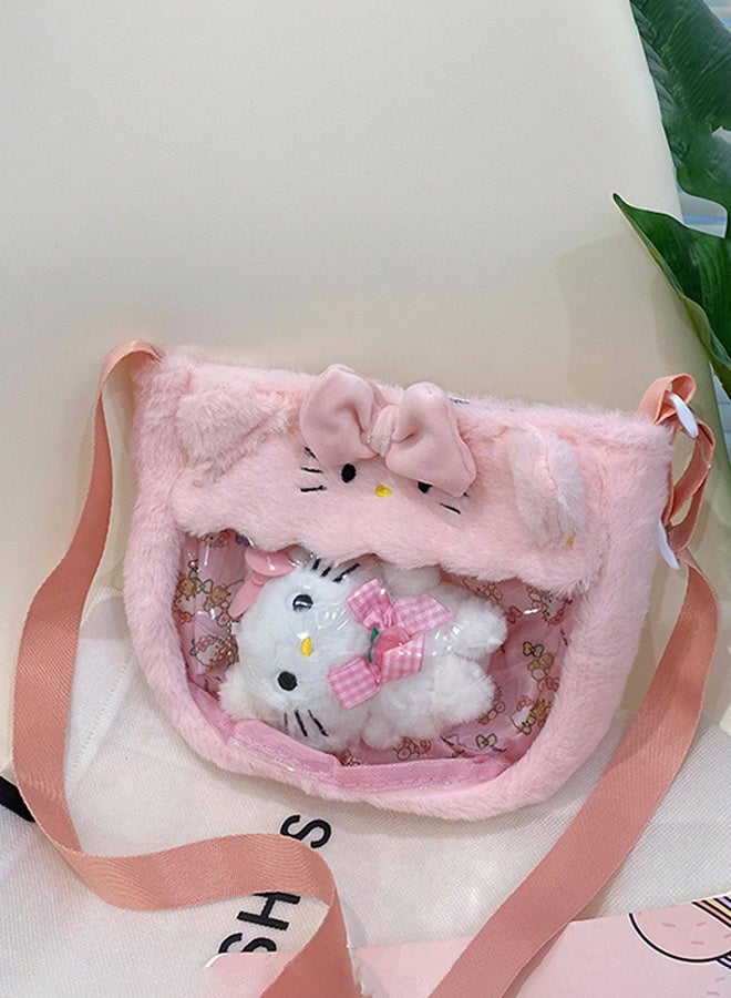 Organizer Sanrio Hello Kitty with doll accessories crossbody bag transparent PVC children's bag toy cartoon bag - Image 2