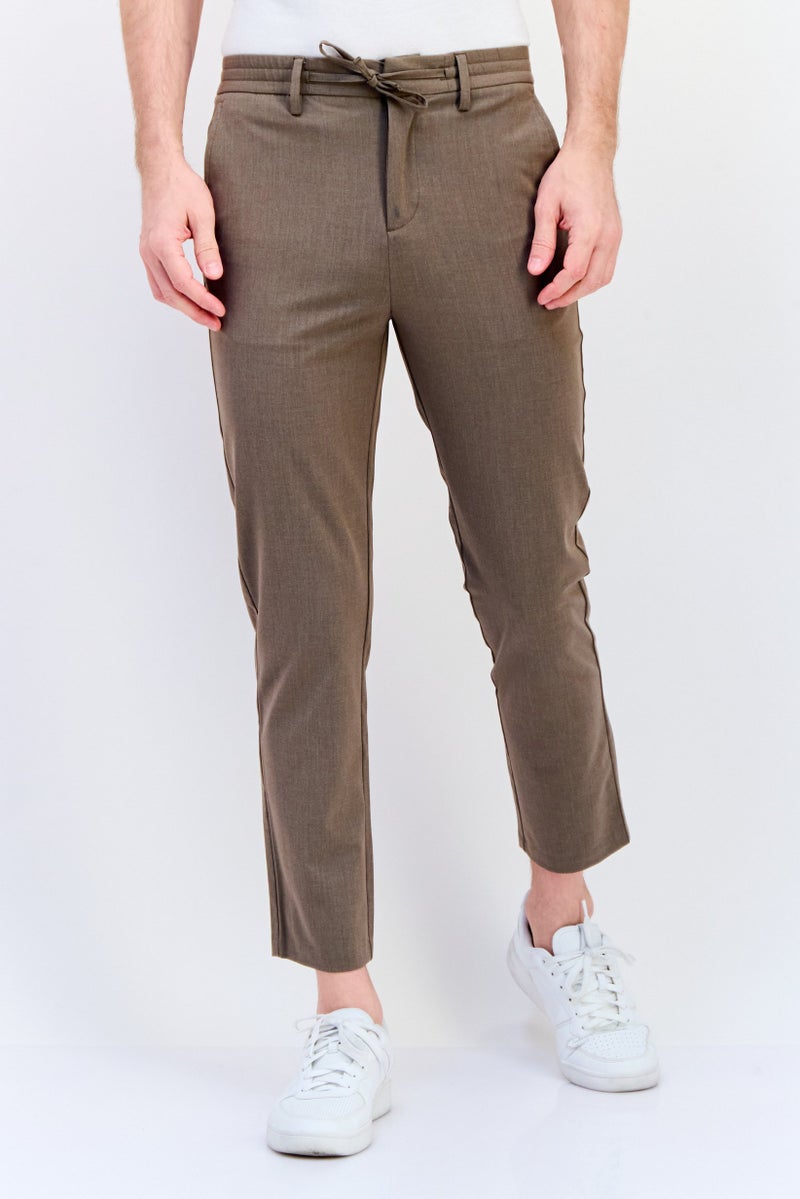 Celio Men Regular Fit Solid Dress Pant, Taupe  - Image 1