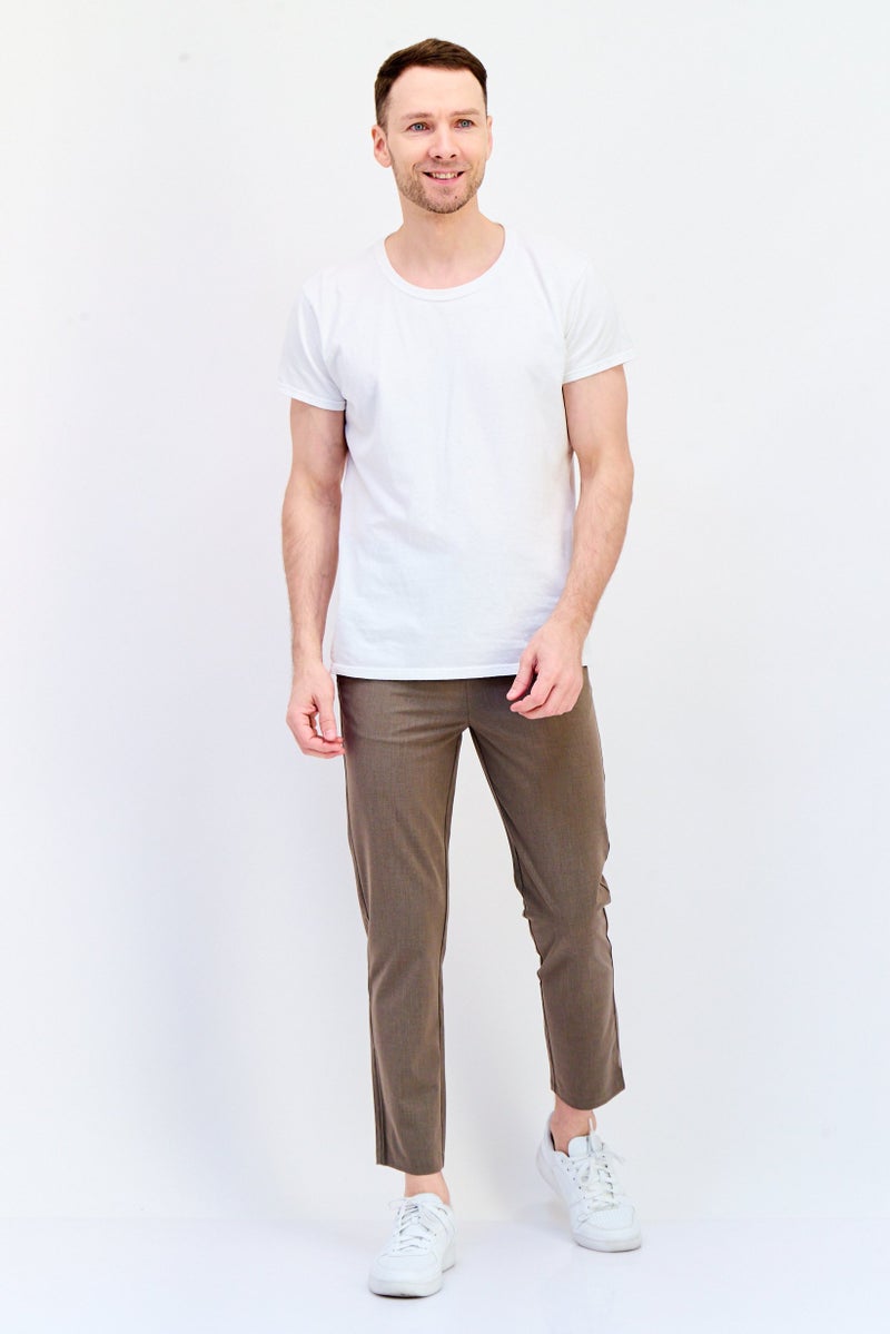 Celio Men Regular Fit Solid Dress Pant, Taupe  - Image 3