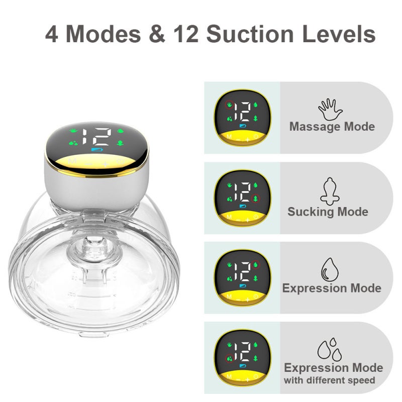Wearable Electric Breast Pump: Rose Red 1 Pack, Hands-Free Design With LED Screen - 4 Modes 12 Suction Levels, Anti-Backflow Low Noise, 180ml Capacity for Novice Mothers, Home & On-the-Go Use - Image 2