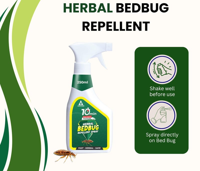 Amish Herbal Bedbug Spray 250ml | Powerful Bed Bugs Repel Spray for Bed, Mattress & Furniture | Organic Khatmal Repellent for Home | Odorless Herbal Pest Control - Image 4