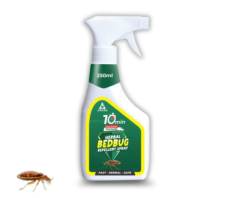 Amish Herbal Bedbug Spray 250ml | Powerful Bed Bugs Repel Spray for Bed, Mattress & Furniture | Organic Khatmal Repellent for Home | Odorless Herbal Pest Control - Image 1