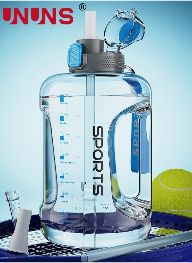 UNUNS Water Bottle With Time Marker,2.5L Water Bottle With Straw And One-Touch Cap,Reusable Water Bottles With Handle And Bottle Brush ,Eco-Friendly Leak-Proof  - Image 2