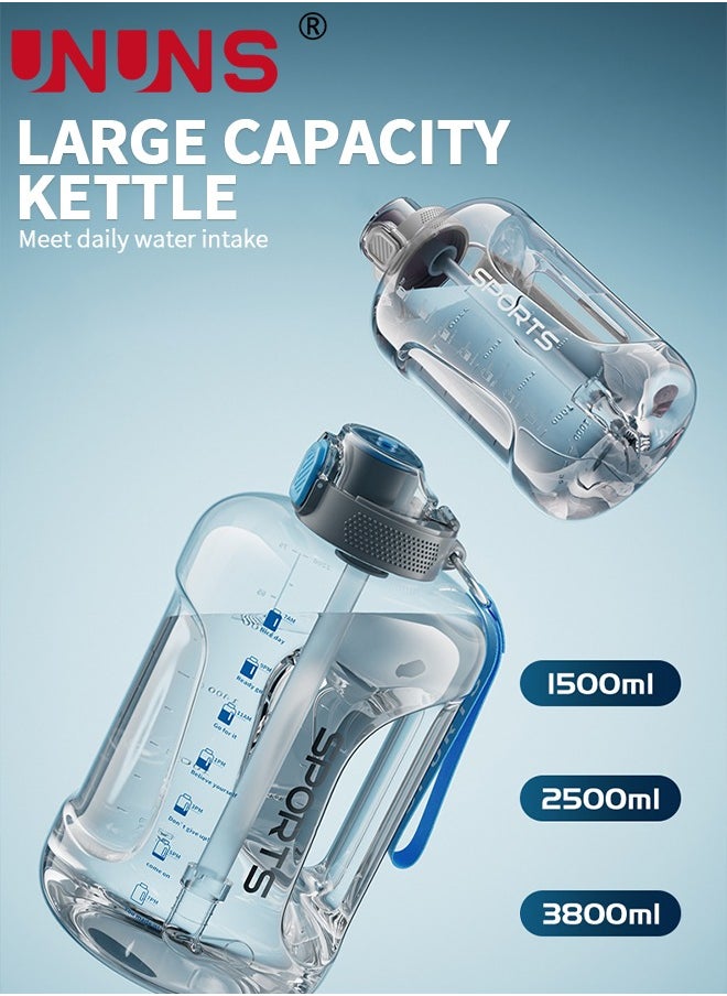 UNUNS Water Bottle With Time Marker,2.5L Water Bottle With Straw And One-Touch Cap,Reusable Water Bottles With Handle And Bottle Brush ,Eco-Friendly Leak-Proof  - Image 4