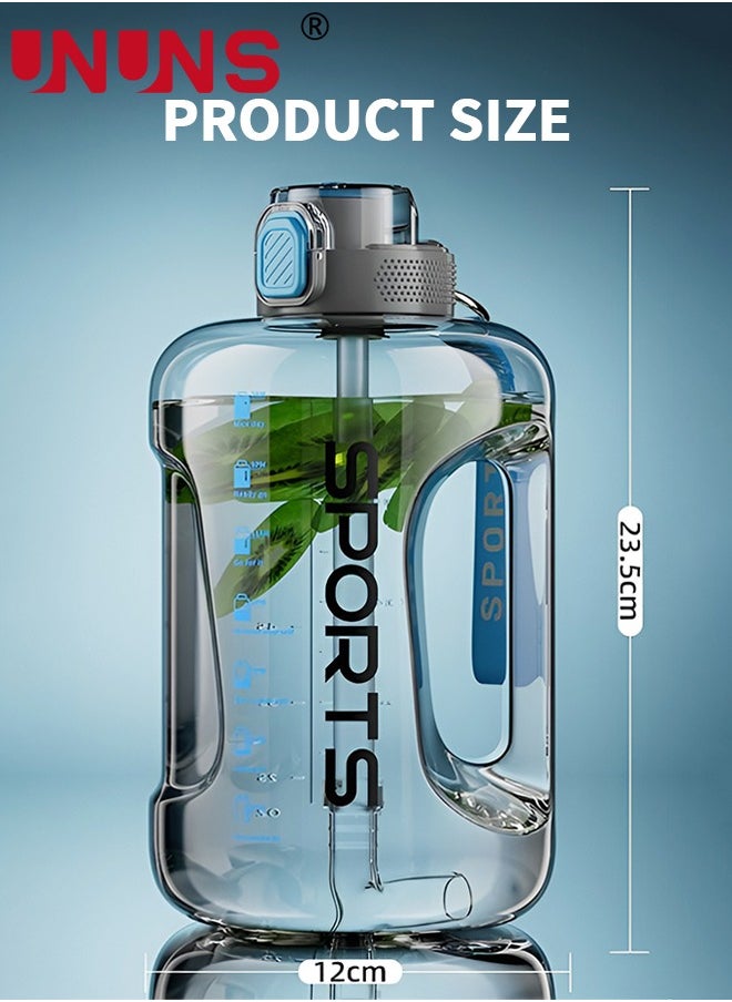 UNUNS - Water Bottle With Time Marker,2.5L Water Bottle With Straw And One-Touch Cap,Reusable Water Bottles With Handle And Bottle Brush ,Eco-Friendly Leak-Proof - Image 1