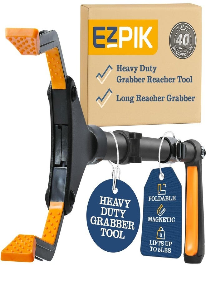 EZPIK Classic 40” Folding Grabber Reacher Tool with Dual Magnets, Heavy Duty Trash Picker Upper Grabber for Seniors & Disabled Users, Aluminum Pickup Tool for Everyday Reaching Aids (Black) - Image 1