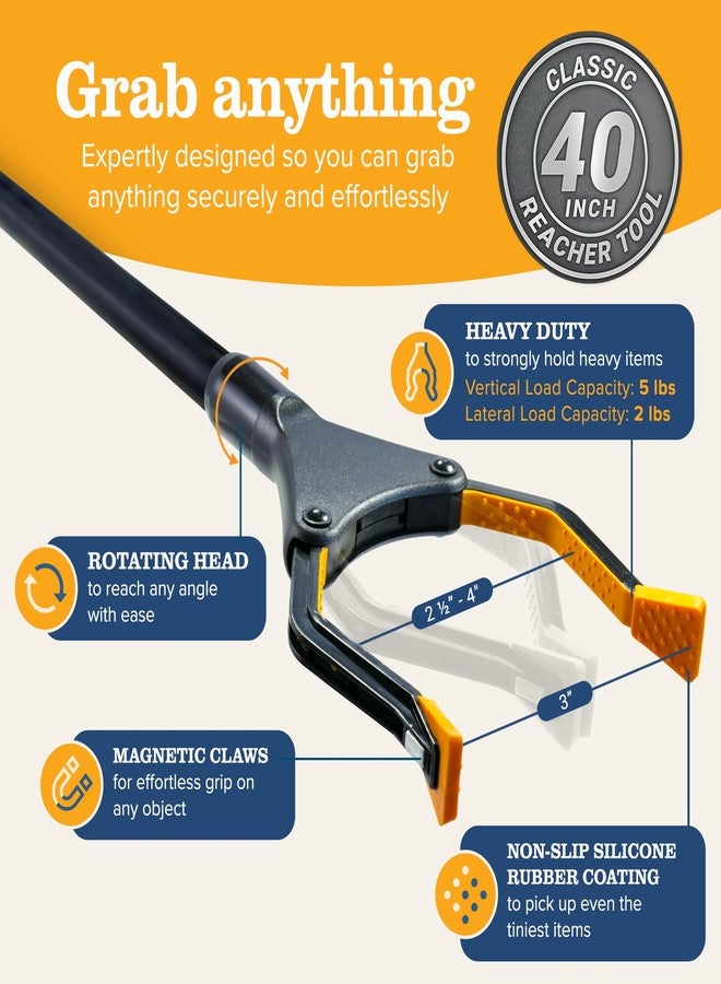 EZPIK Classic 40” Folding Grabber Reacher Tool with Dual Magnets, Heavy Duty Trash Picker Upper Grabber for Seniors & Disabled Users, Aluminum Pickup Tool for Everyday Reaching Aids (Black) - Image 5
