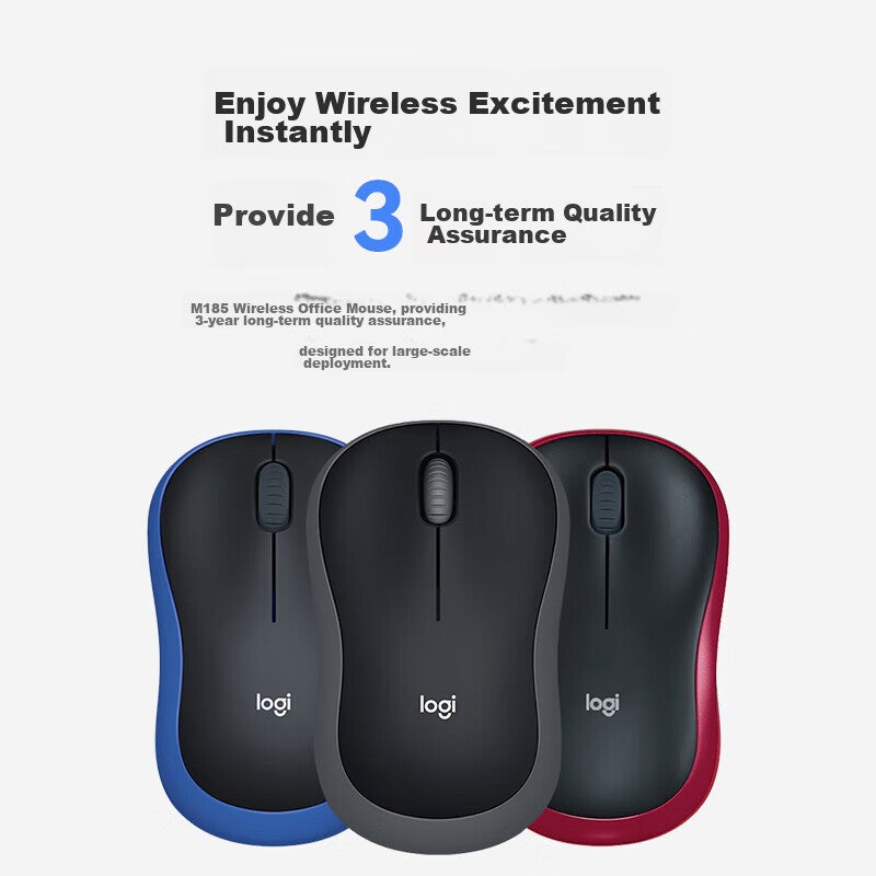 Logitech M185 [Enterprise Grade] Wireless Office Mouse with Symmetrical Design, for Home, Laptop And Desktop Computers, with 2.4G Wireless Receiver, Gray Edge [Single Unit Discount] - Image 2