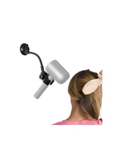 Adjustable 360° Rotating Hair Dryer Holder Stand with Positionable Arm and Suction Cup, Hands-Free Blow Dryer Bracket for Mirrors and Ceramic Tiles.