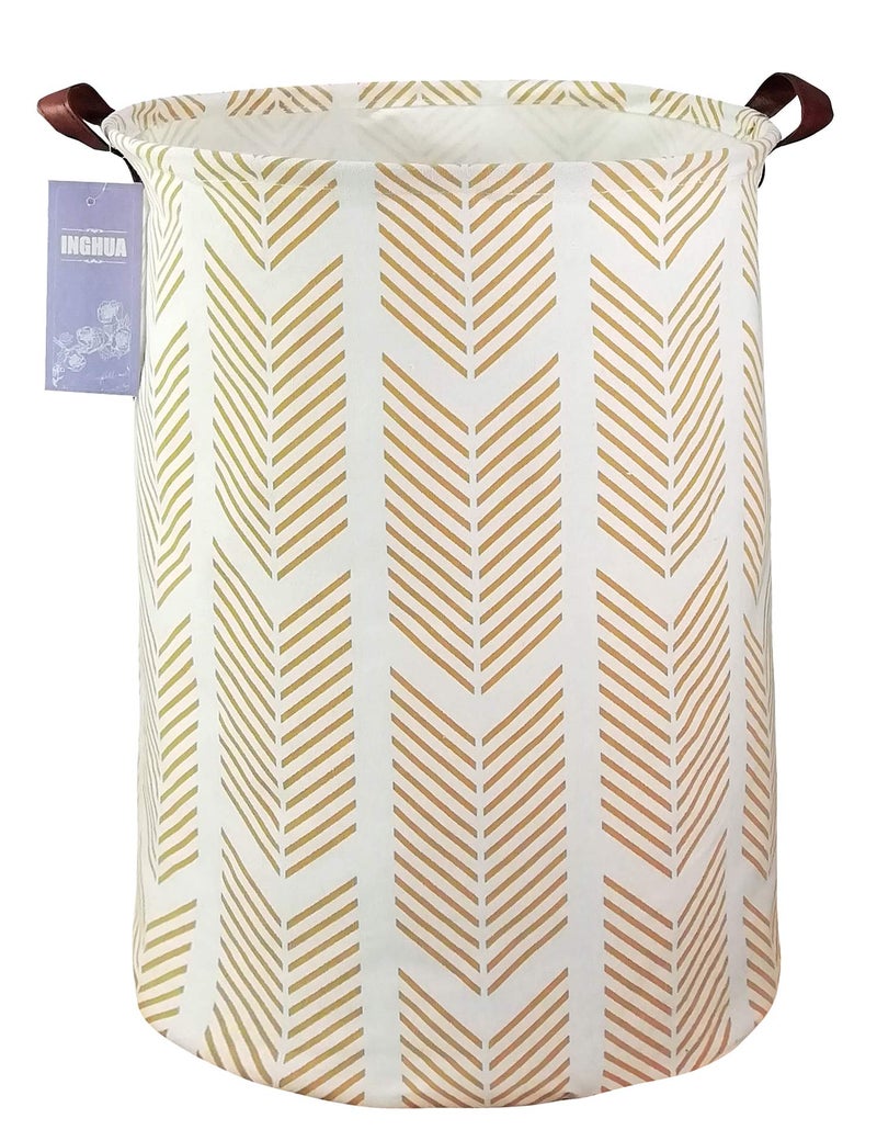 INGHUA Laundry Hamper Large Canvas Fabric Lightweight Storage BasketToy OrganizerDirty Clothes Collapsible Waterproof for College Dorms Boys and Girls BedroomBathroomyellow wheat