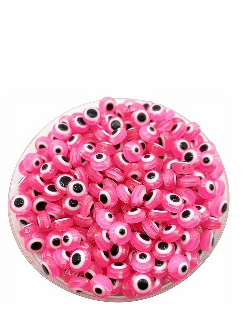 SYOSI Evil Eye Beads, Round Evil Eye Handmade Resin Beads, Charms Round Evil Eye Spacer Beads Handmade Beads for DIY Jewelry Bracelet Earring Necklace Craft Making, Pink, 200 Pcs  - Image 1