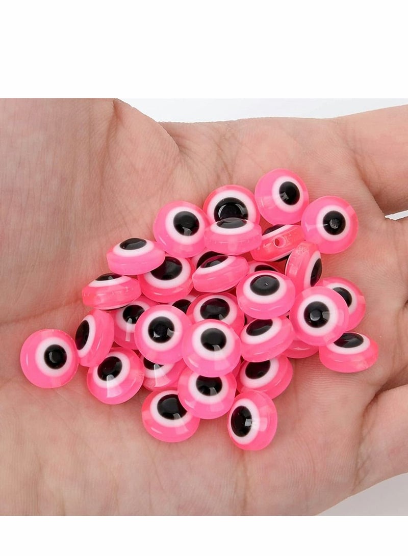 SYOSI Evil Eye Beads, Round Evil Eye Handmade Resin Beads, Charms Round Evil Eye Spacer Beads Handmade Beads for DIY Jewelry Bracelet Earring Necklace Craft Making, Pink, 200 Pcs  - Image 2