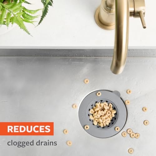 Full Circle Sinksational Sink Drain Strainer & Stopper – 2-in-1 with Separate Plug, Anti-Clog Design, Perfect Seal, Gray - Image 3