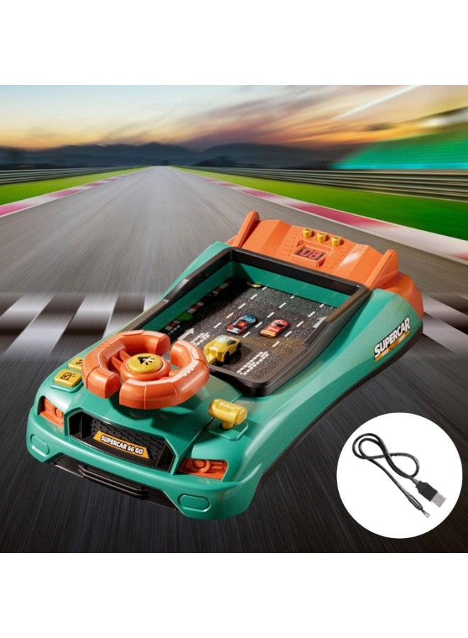 Kids Electric Driving Simulator Racing Car Toy Musical Steering Wheel Toy for Children with Light and Music Interactive Educational Toy - Green  - Image 3