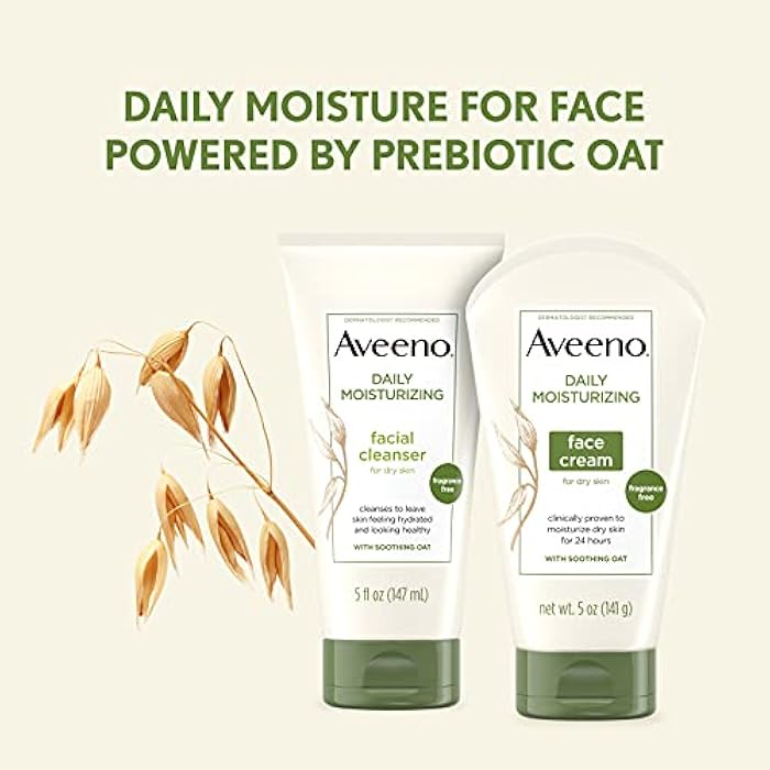 Aveeno Daily Moisturizing Fragrance-Free Face & Neck Cream, Oat Facial Moisturizer for Dry Skin, 5 oz, & Aveeno Daily Moisturizing Body Lotion with Soothing Oat, 2.5 oz (2 Item, Product Bundle) - Image 3