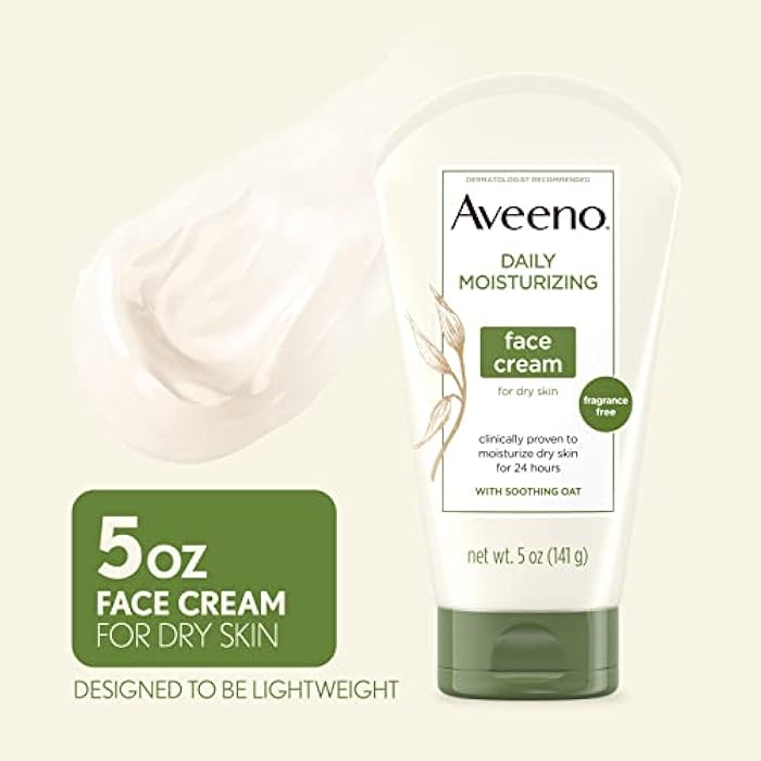 Aveeno Daily Moisturizing Fragrance-Free Face & Neck Cream, Oat Facial Moisturizer for Dry Skin, 5 oz, & Aveeno Daily Moisturizing Body Lotion with Soothing Oat, 2.5 oz (2 Item, Product Bundle) - Image 4