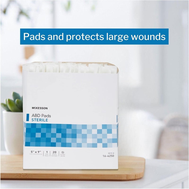 McKesson Sterile Abdominal Pads 5 x 9 in 400 Count  Absorbent ABD Pads for Wound Care Nonwoven Cellulose Nonstick Gauze Dressing for Drainage and PostOp Use - Image 3