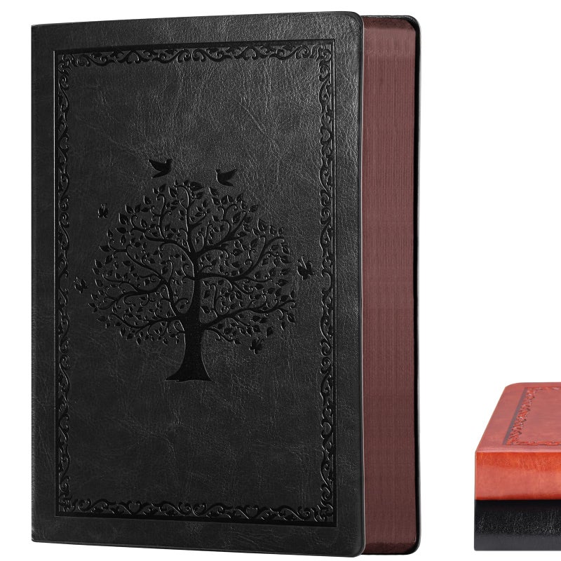 Fetinar Leather Journal Notebook,300 Pages Hope Tree Softcover Lined Notebook for Women Men,300 Travel,Business,Work,Office,School Note Taking,5.7'' X 8.3''(black) - Image 1
