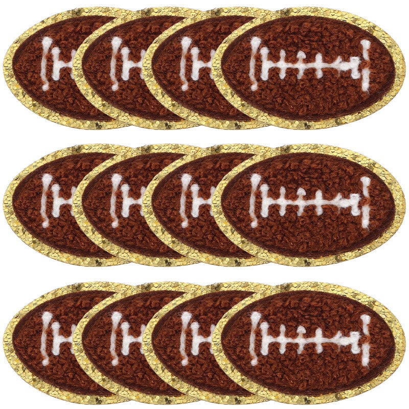 12pcs Football Rugby Chenille Patches for Jackets Hats Coats - Image 2