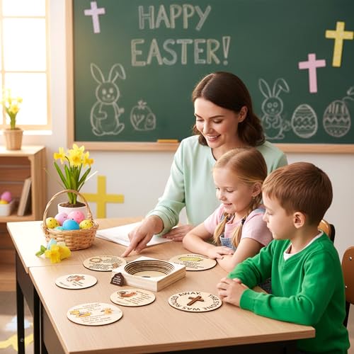 COcnny Easter Story Wooden Puzzle - 8pcs Jesus Story Wood Jigsaw Puzzle Box with Matching Bible, Religious Christian Gift for Sunday School Classroom Game Home Easter Basket Fillers Church Supplies - Image 4