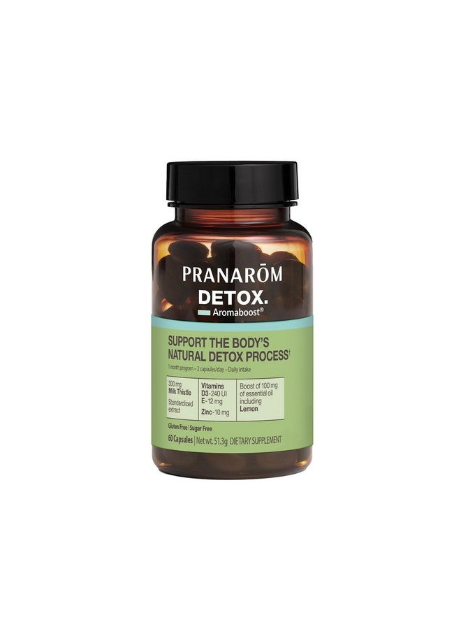 Pranarom - Aromaboost Detox Herbal Supplement - Eliminates Toxins and Drains The Body - Milk Thistle and Zinc - Vitamins D3 and E - Lemon Essential Oil - 60 Count - Image 1