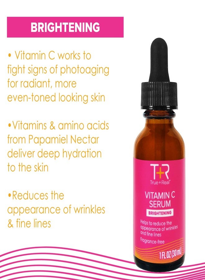True+Real Vitamin C Serum for Face, Neck, Eyes - Premium Anti-Aging Serum, Reduce Wrinkles, Fine Lines, Dark Spots, Hydrating and Brightening, 10% PHAs - 1 Fl oz - Image 4